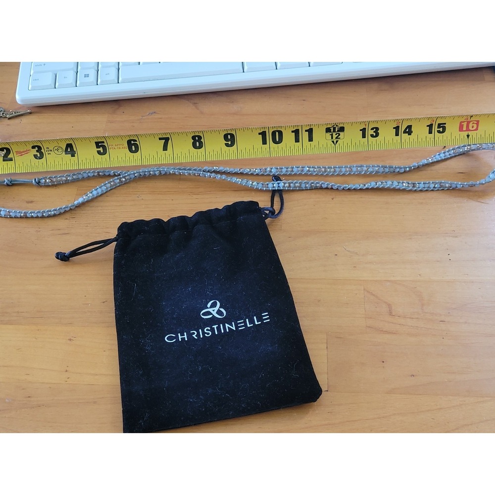 CHRISTINELLE Gray Crystal Wrap Bracelet Necklace NWT w Pouch Boho - Picture 8 of 11